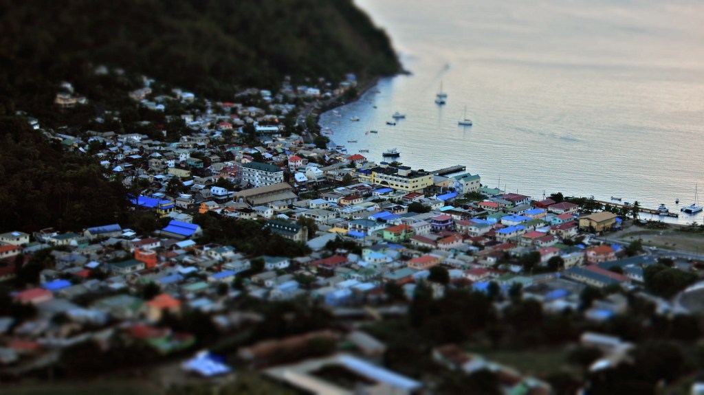 In-camera creative filter. Bird's eye view of Soufriere. Canon 18-55mm, f/5.6, 1/80, ISO 400 